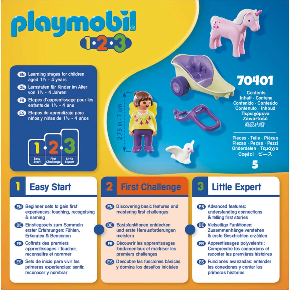 PLAYMOBIL 1.2.3 Eenhoornkoets Met Fee 70401 3 PLAYMOBIL 1.2.3 Eenhoornkoets Met Fee 70401 - Afbeelding 3