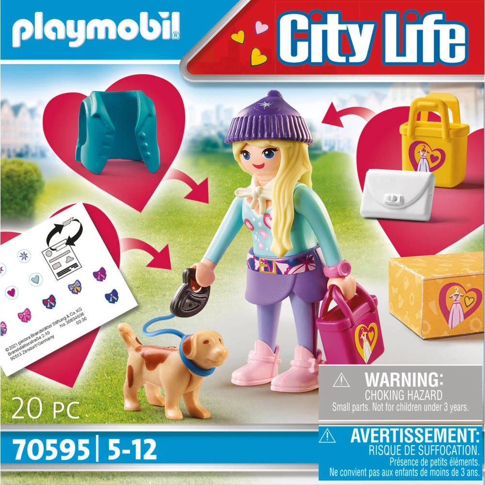 PLAYMOBIL City Life Modemeisje Met Hond 70595 2 PLAYMOBIL City Life Modemeisje Met Hond 70595 - Afbeelding 2