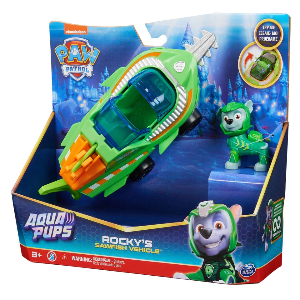 SPIN MASTER PAW Patrol Aqua Pups Transformerend Zaagvis Voertuig Met Rocky 4 SPIN MASTER PAW Patrol Aqua Pups Transformerend Zaagvis Voertuig Met Rocky - Afbeelding 4